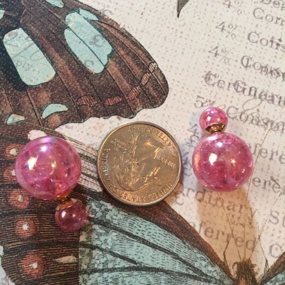 (G2) Pink Double sided earrings - Picture 3 of 5